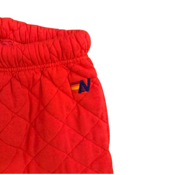 Aviator Nation Quilted Sweatpants Red Unisex L joggers with pockets bright red - Picture 2 of 9